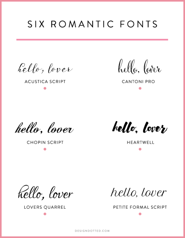 Romantic Fonts | dotted design